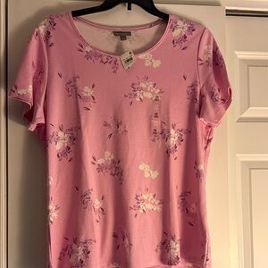 Style & Co. Pink Floral Short Sleeve Tee